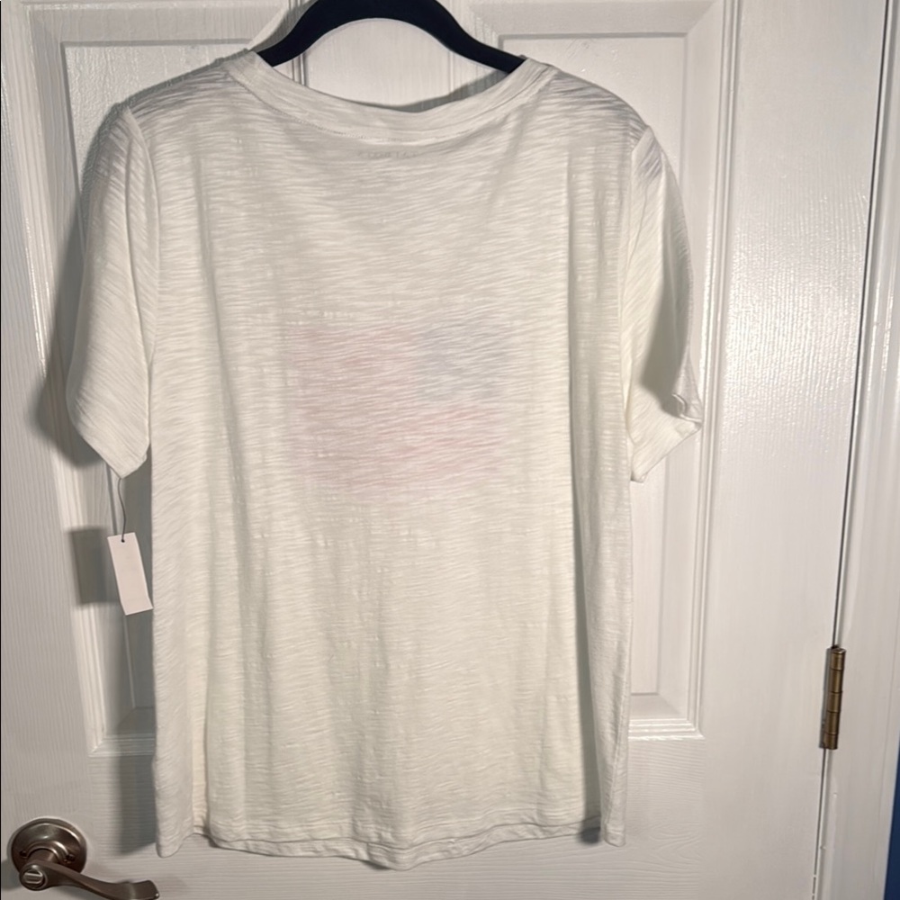 Talbots White and Red Short Sleeve T-Shirt - Picture 3 of 4
